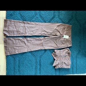 Bebe Brown Metallic pant/strapless suit set